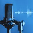 microphone, podcasting, podcast, broadcast, live, journalist, radio, mic, media, banner, background, broadcasting, waveform, mike, music, news, recording, record, production, sound, audio, voice, studio, copy space, blue, empty, professional, interview, communication, entertainment, colorful, isolated, technology, equipment