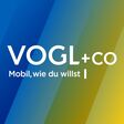 Vogl + Co Logo mit Slogan auf buntem Hintergrund