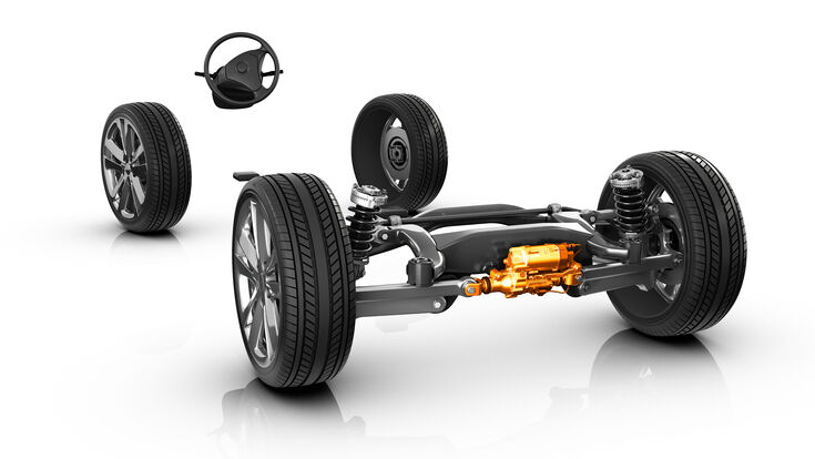 © ZF Friedrichshafen AG AKC Active Kinematics Control Fahrwerktechnik Hinterachslenkung Rear-axle control system Vehicle Motion Control ZF Friedrichshafen AG