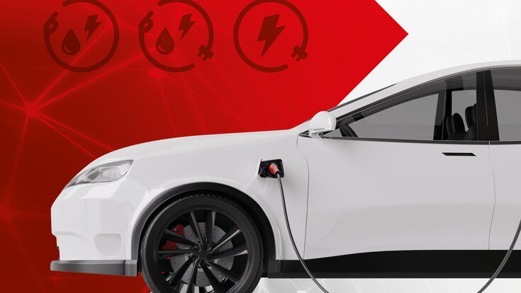 weißes E-Auto wird geladen