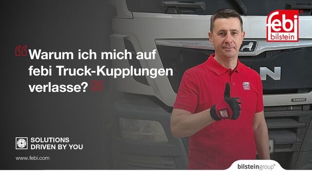 Mihails Beļajevs – Lettland, Werkstattleiter Baltic Road Services, SIA Riga, mit einem Zitat vor einem LKW