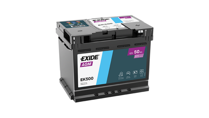 Die AGM EK500 Batterie von Exide.
