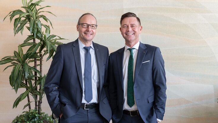 Stefan Janzen und László Horváth, Mitglieder der Geschäftsführung von Mewa Österreich.